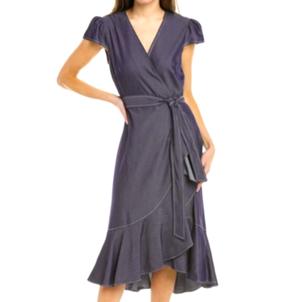 Maison Tara Grey Denim Midi Dress